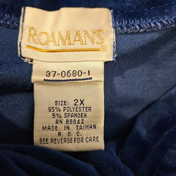 Roamans Womens 2X Blue Velour Button-Front Jacket With Collar Long Sleeves Warm - Picture 9 of 11